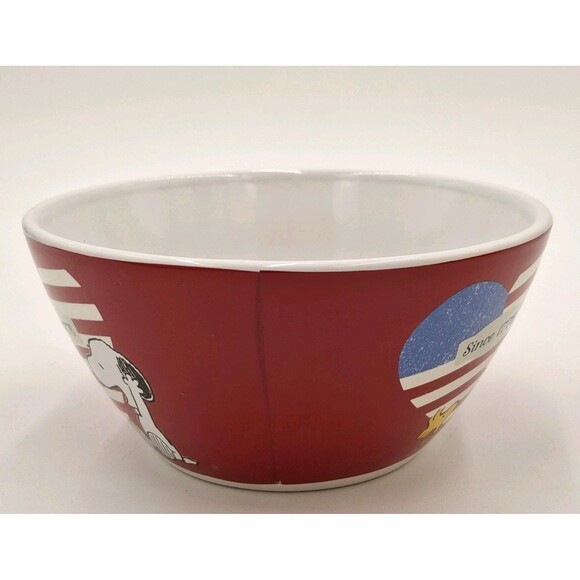 Snoopy Woodstock Peanuts Gang Patriotic Heart Red One Soup Cereal Bowl Gibson - Picture 4 of 13